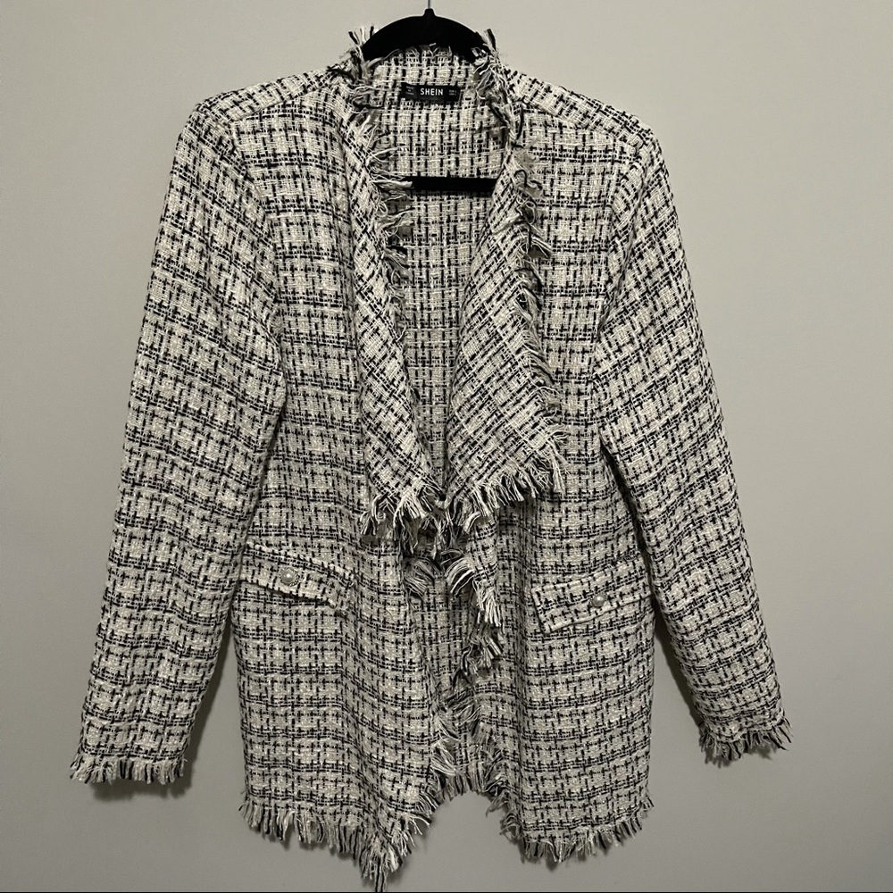 SHEIN LG Asymmetric Tweed Jacket